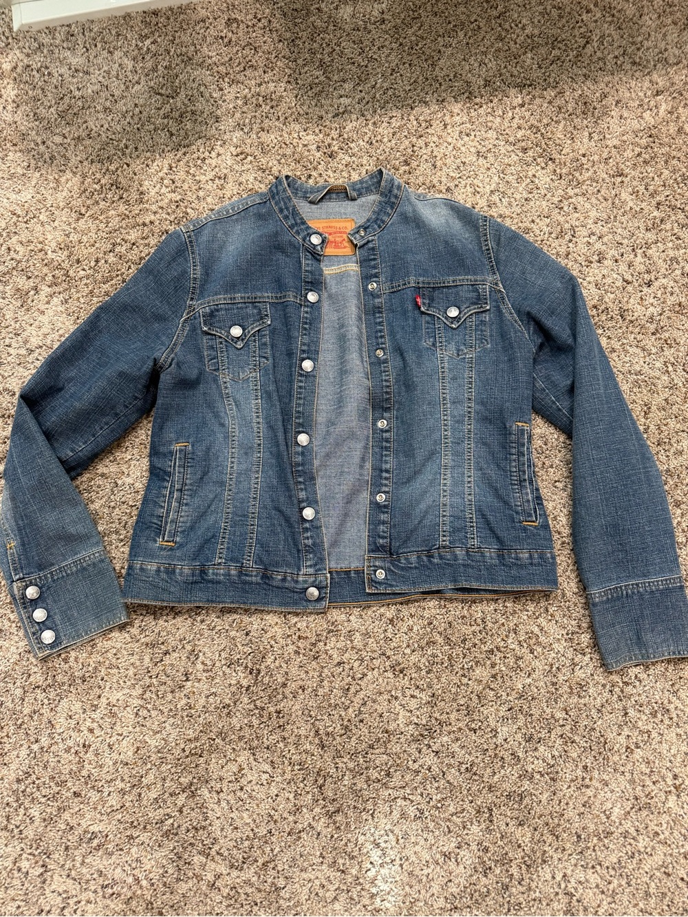 Levi's Dark Blue Collarless Denim Jacket